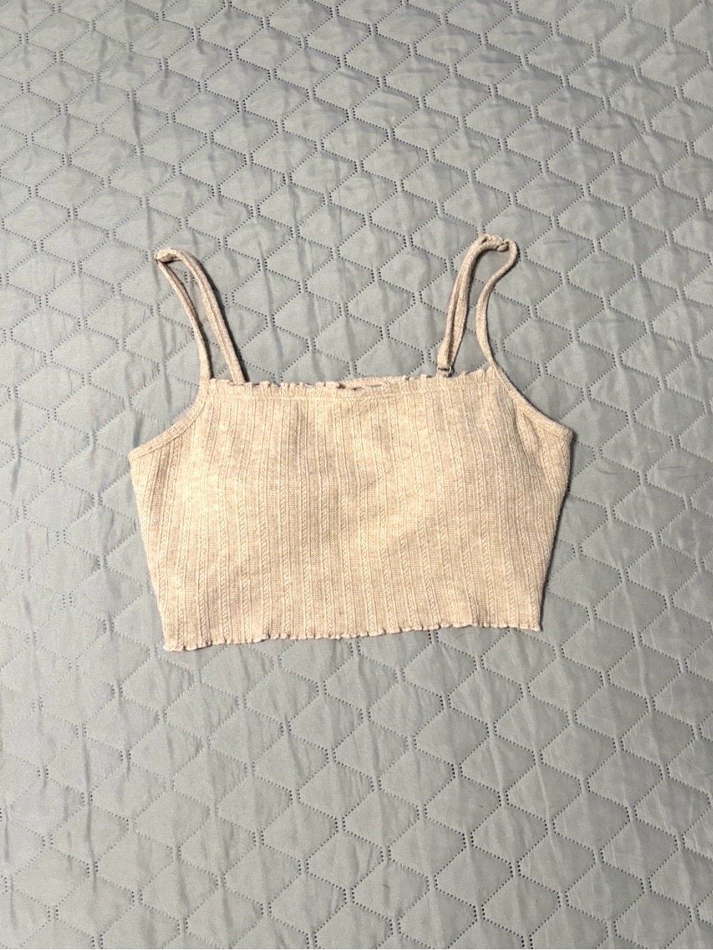 Gilly Hicks Beige Ribbed Cropped Cami